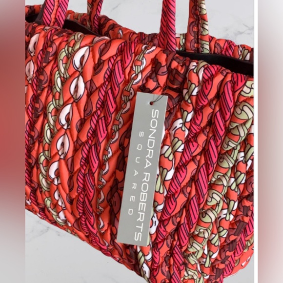 Sondra Roberts Women’s Large Squared Red Handbag - Picture 3 of 15
